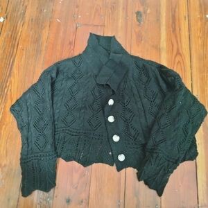 Cropped Black Knit Sweater